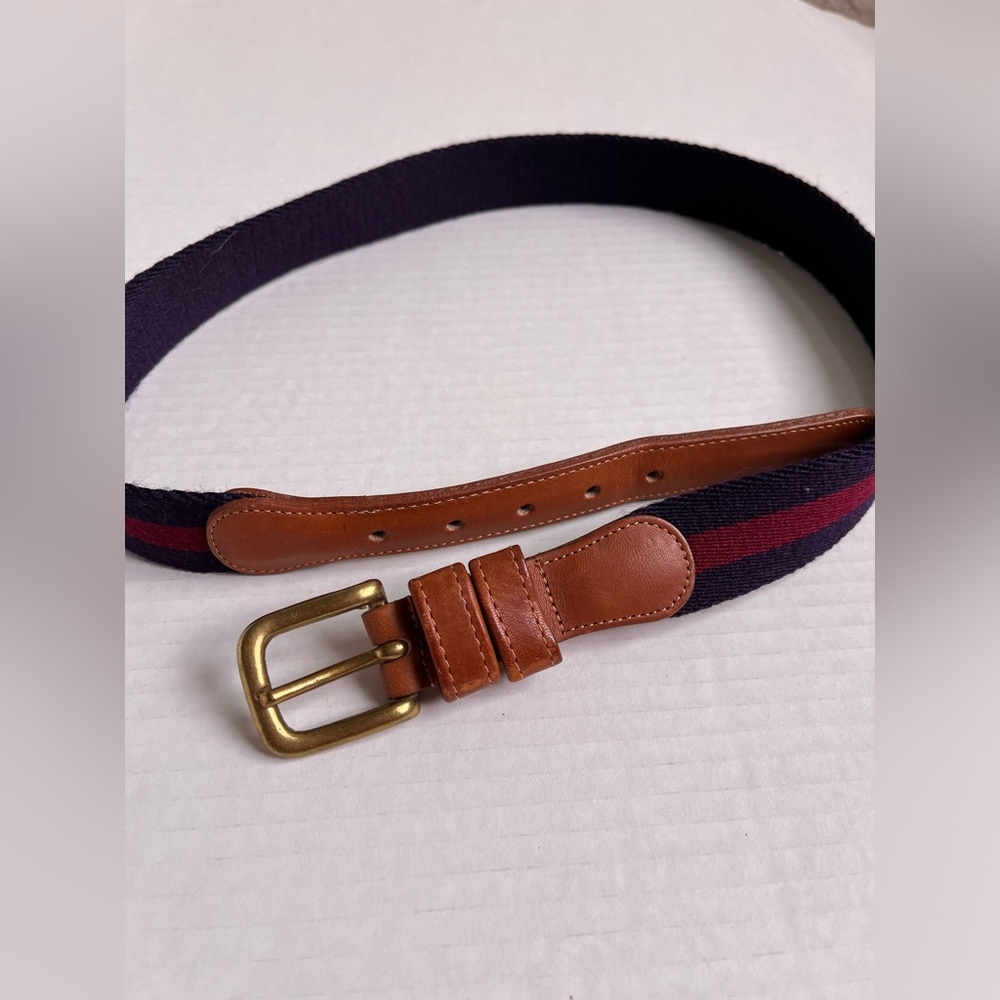 Vintage COACH Belt Wool And Leather Striped Women’s 32” 80 cm